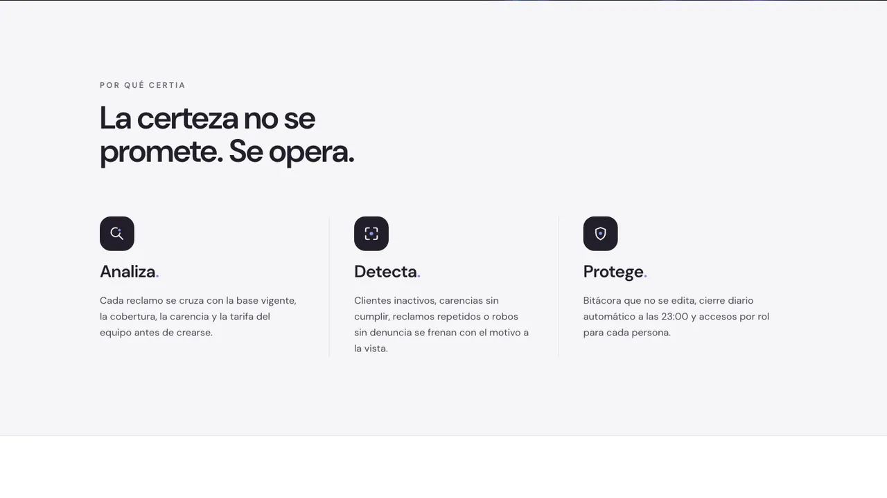 Analyze, detect, protect: the three promises the platform turns into rules.