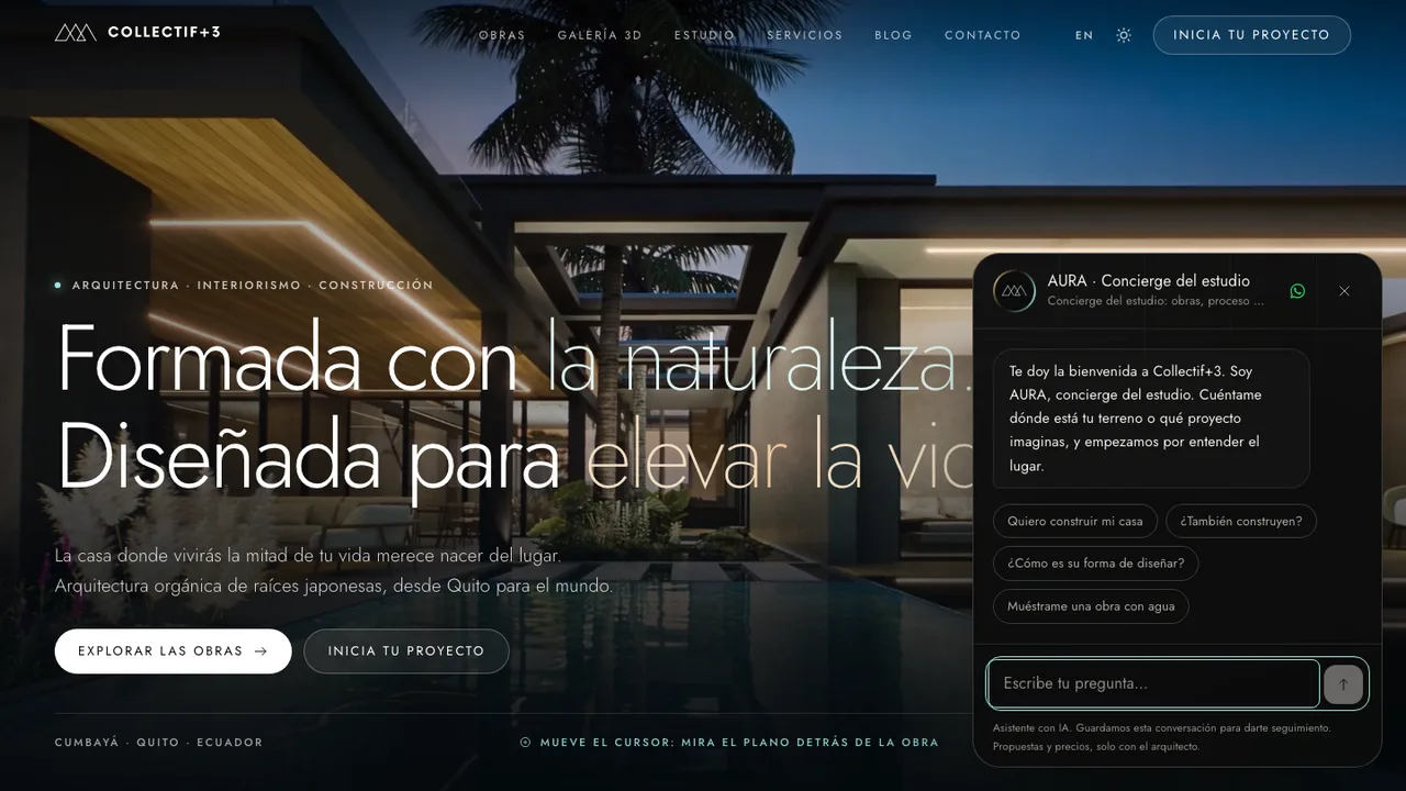 AURA, the AI concierge, welcomes every visitor.