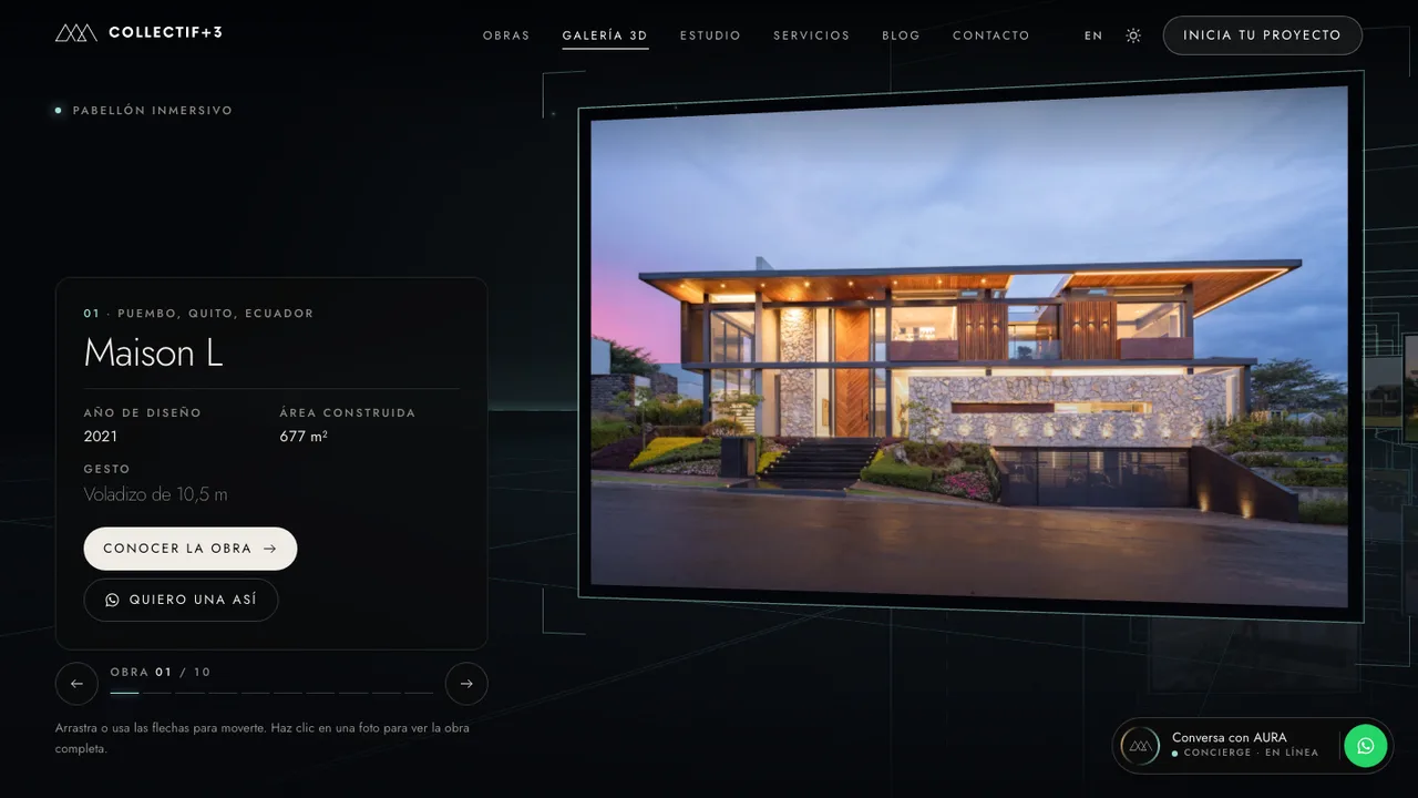 3D gallery: a pavilion over water to walk through each home.